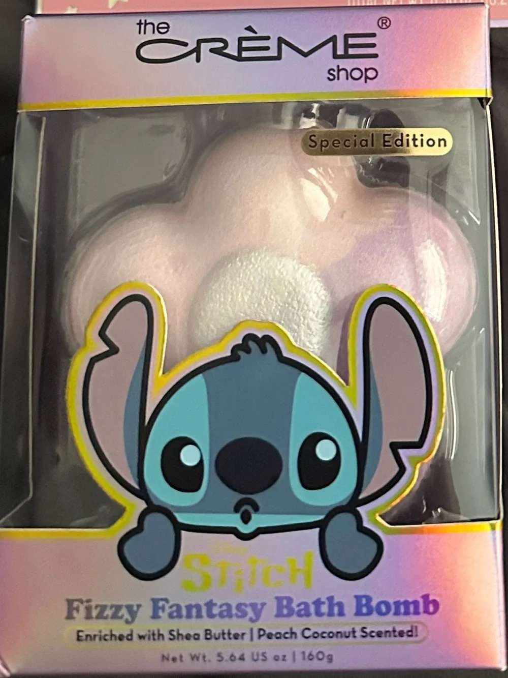 Disney Stitch Pink & Blue Kids Gift Set with Headband, Lip Balms, & Bath Bomb